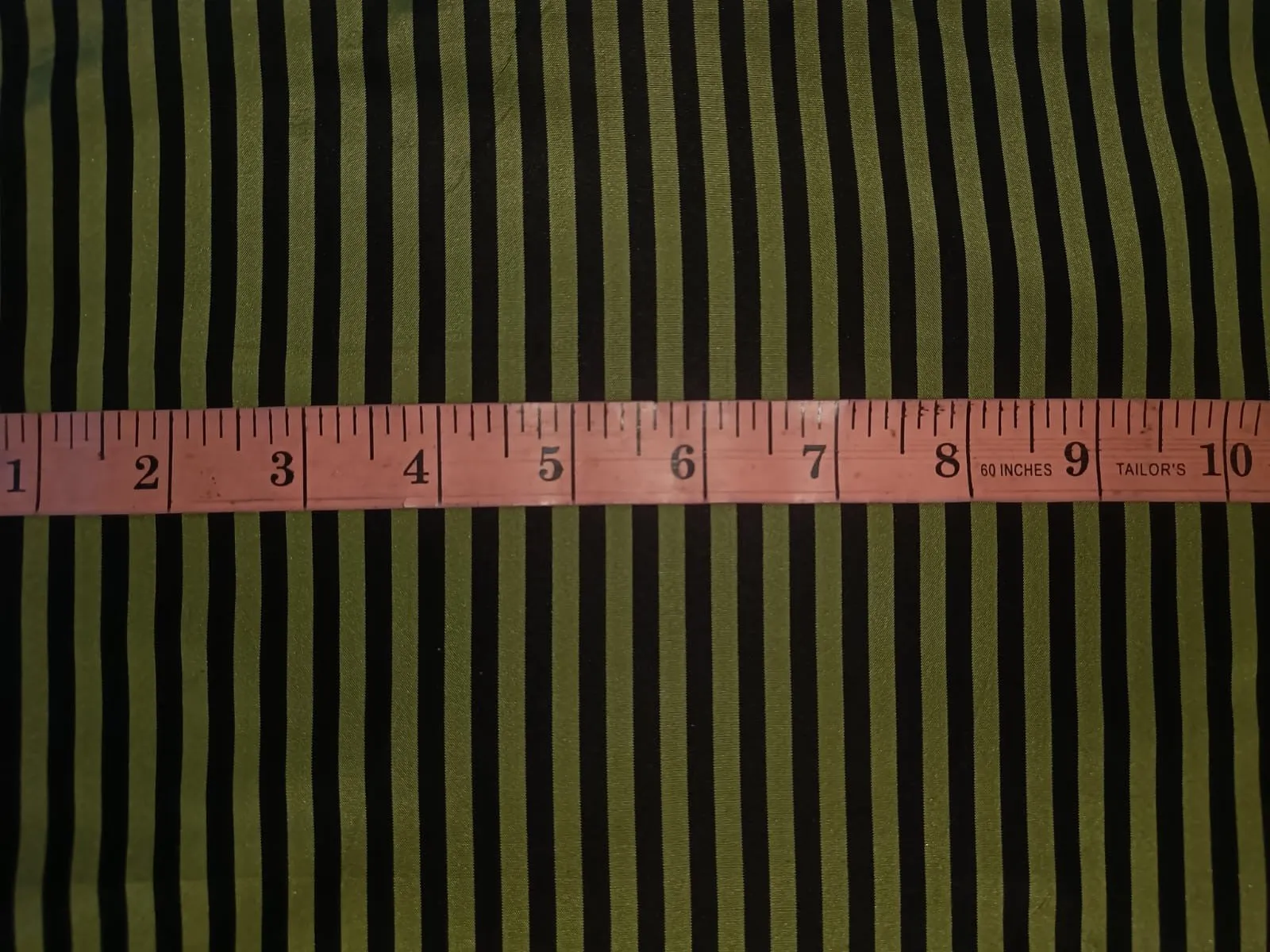 100% Pure Silk Taffeta Fabric Iridescent Lime Yellow/Green & Black colour Stripes 54"wide  TAF#S112