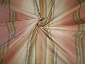 100 % SILK TAFFETA PINK AND GREEN  COLOUR STRIPE 56" wide [TAFS86]