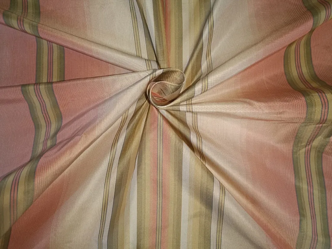 100 % SILK TAFFETA PINK AND GREEN  COLOUR STRIPE 56" wide [TAFS86]