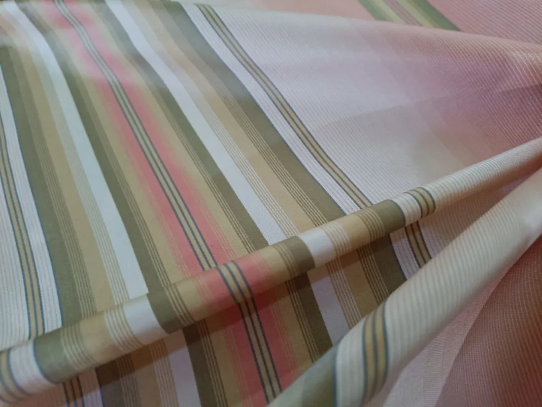 100 % SILK TAFFETA PINK AND GREEN  COLOUR STRIPE 56" wide [TAFS86]