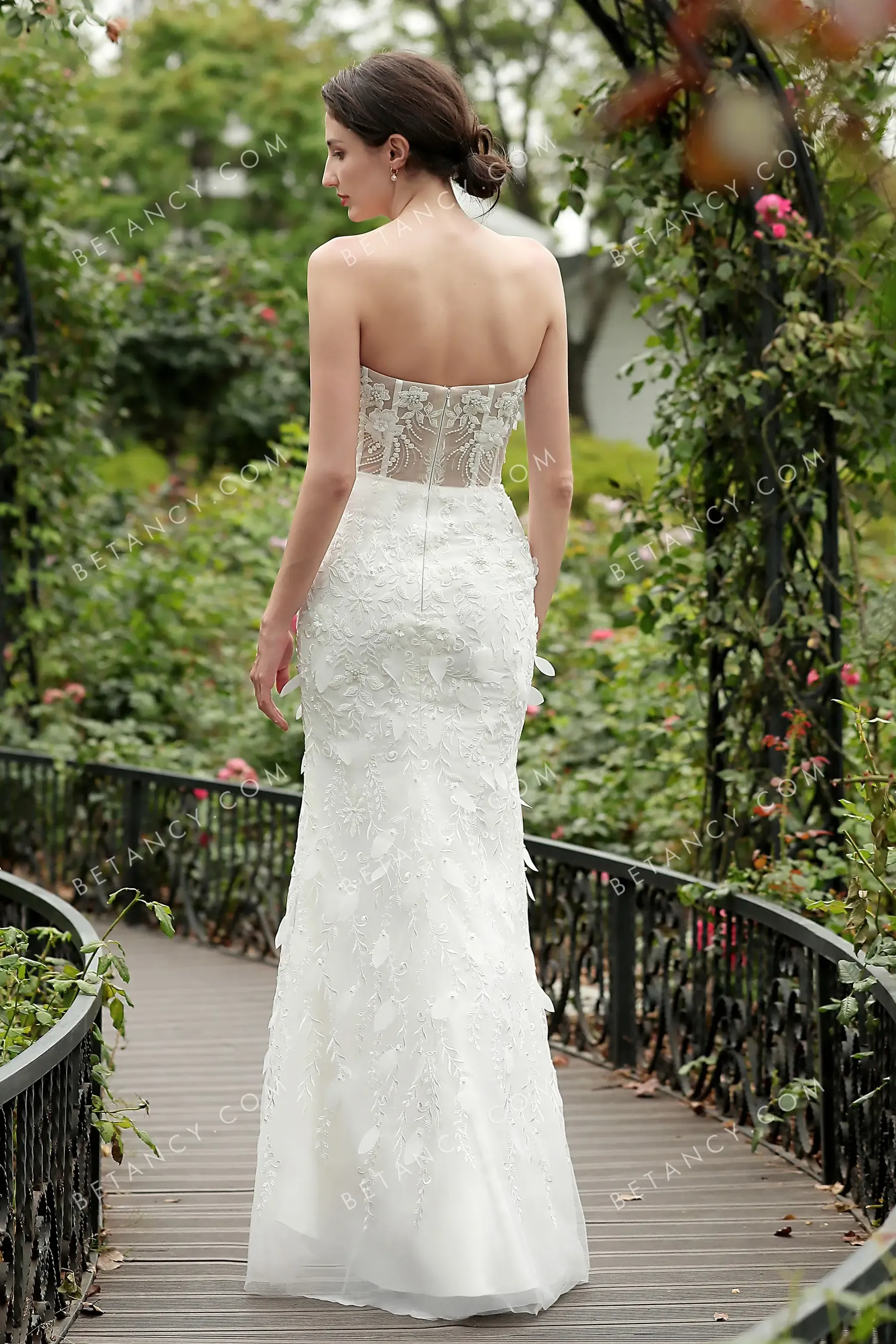 2-in-1 Illusion Corset Bridal Gown with Overskirt
