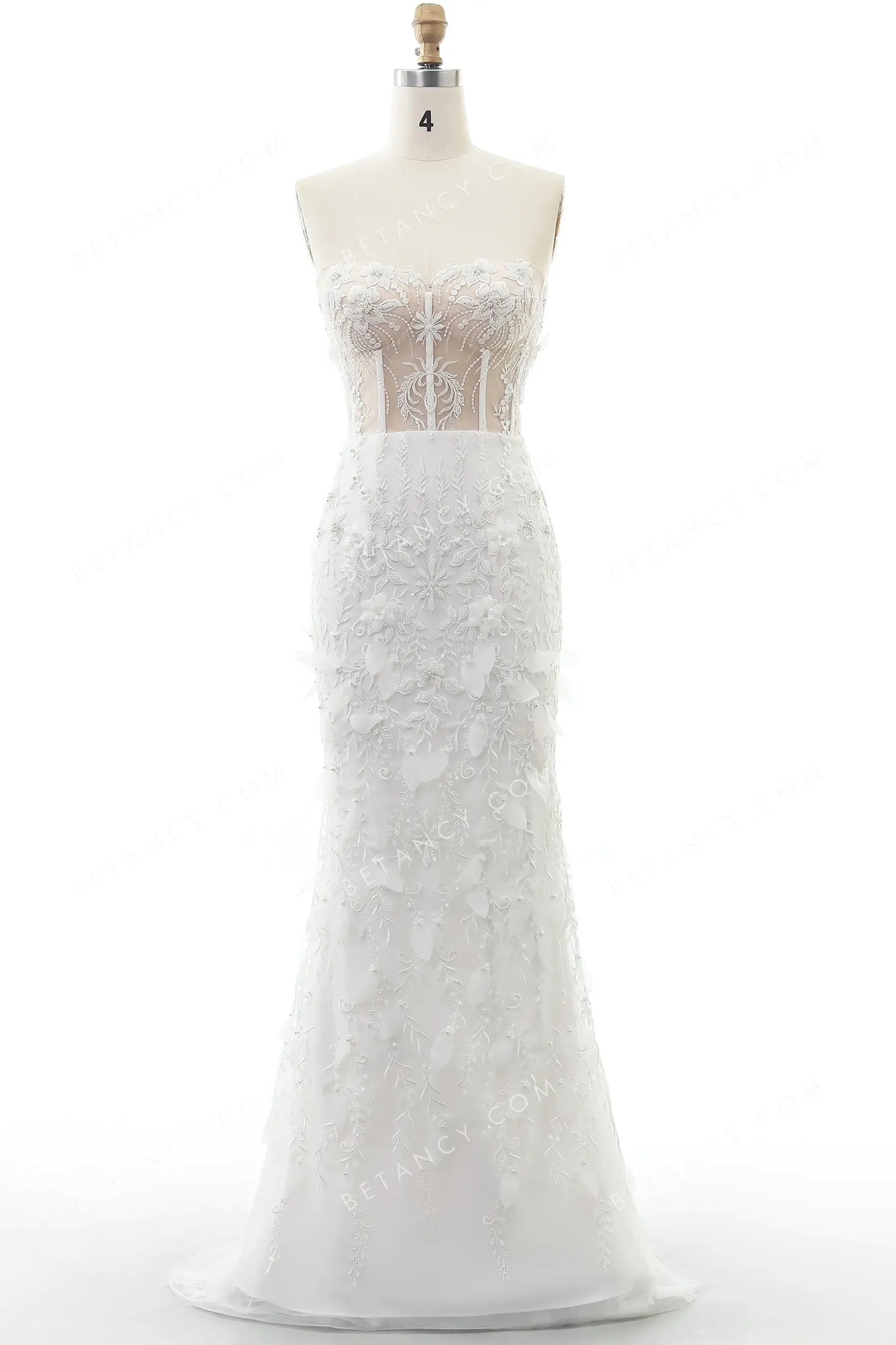 2-in-1 Illusion Corset Bridal Gown with Overskirt