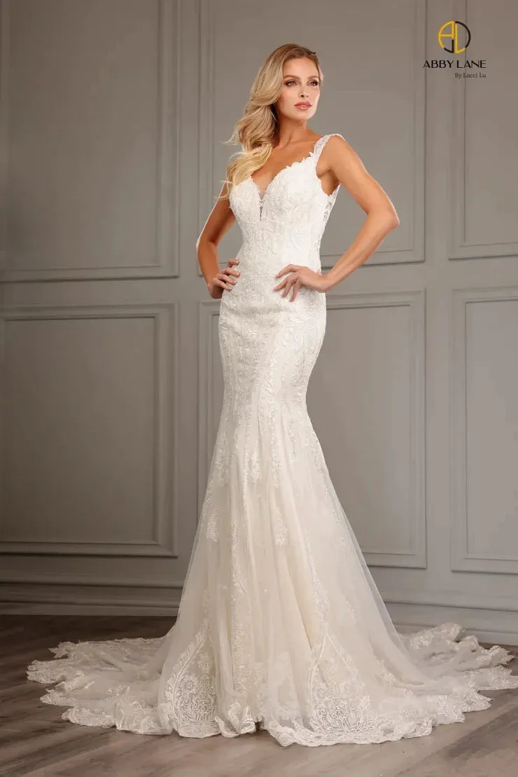 Abby Lane 97159 Wedding Dress size 6 Ivory Champagne