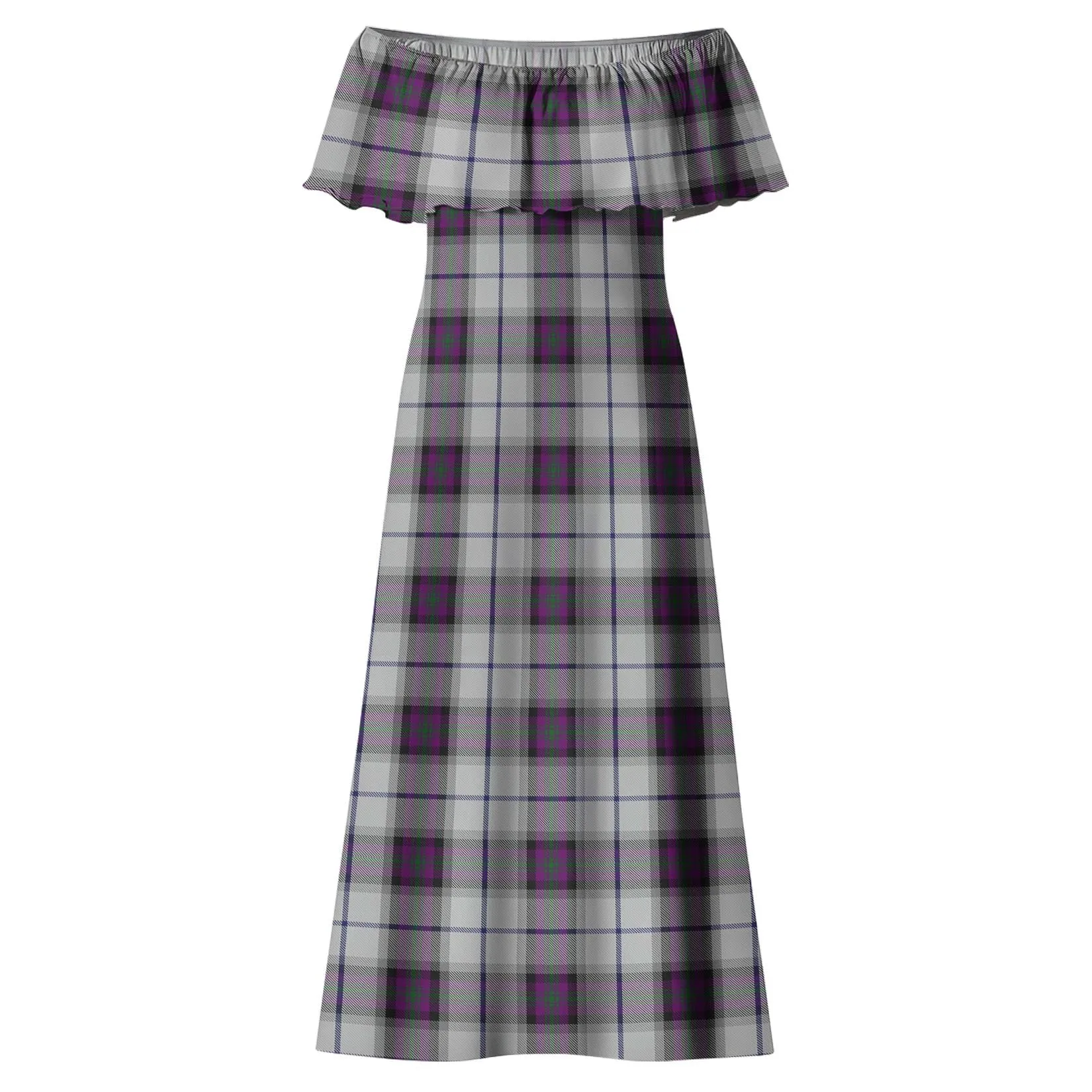 Alexander of Menstry Dress Tartan Off Shoulder Long Dress