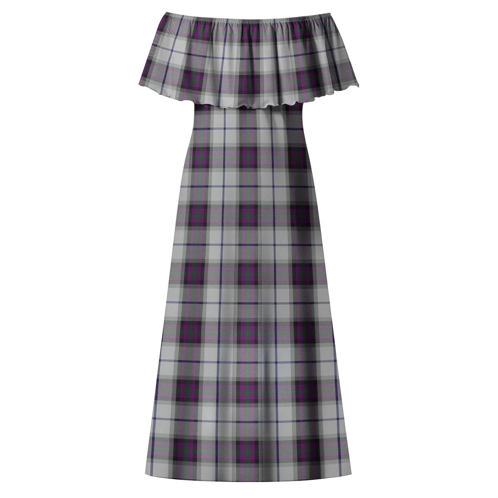 Alexander of Menstry Dress Tartan Off Shoulder Long Dress