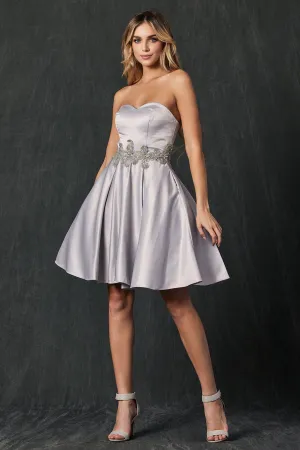 Beaded Applique & Pockets Short Cocktail & Homecoming Dress