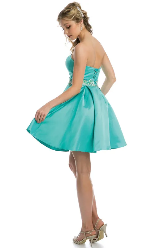 Beaded Applique & Pockets Short Cocktail & Homecoming Dress