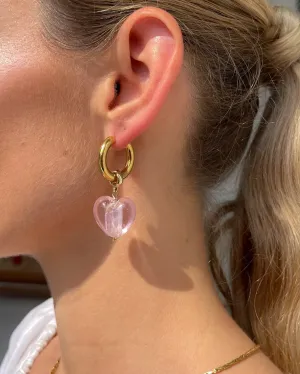 BLUSH BABE HEART DROP EARRINGS PINK