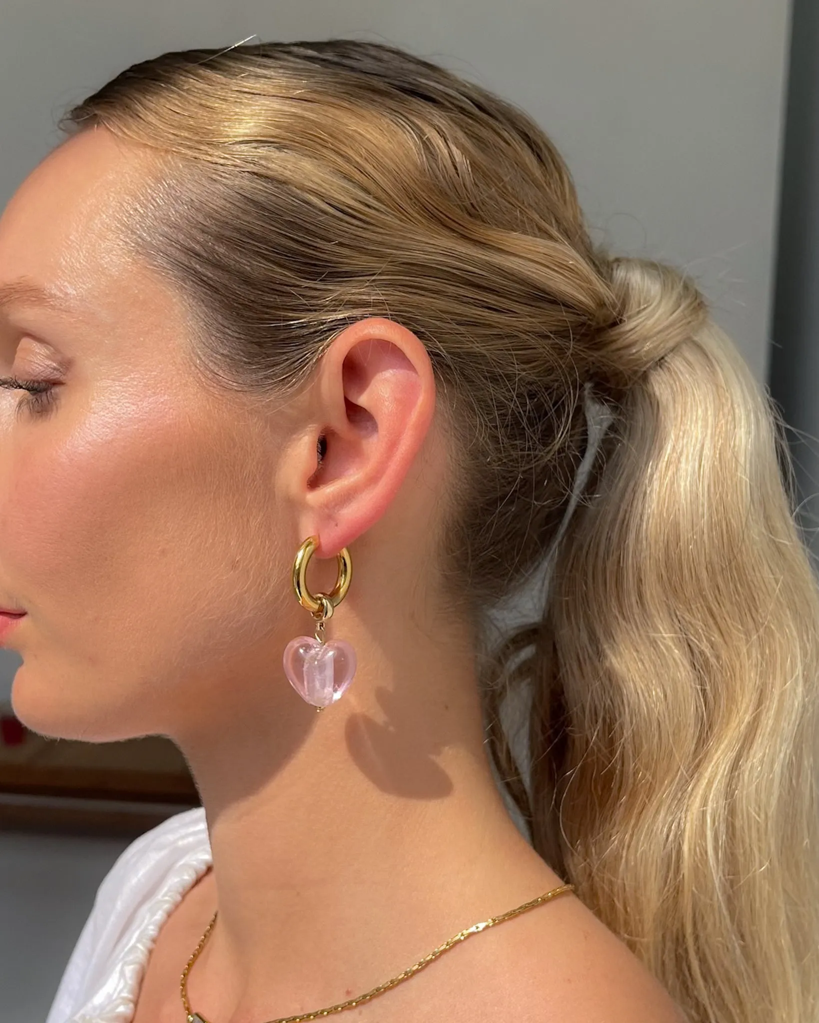 BLUSH BABE HEART DROP EARRINGS PINK