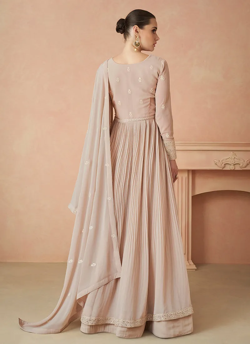Blush Pink Sequence Embroidery Anarkali Lehenga Suit
