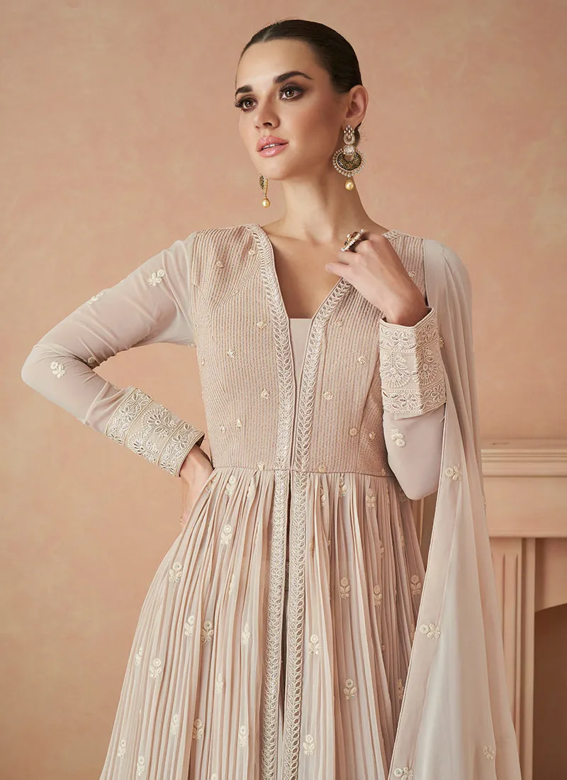Blush Pink Sequence Embroidery Anarkali Lehenga Suit