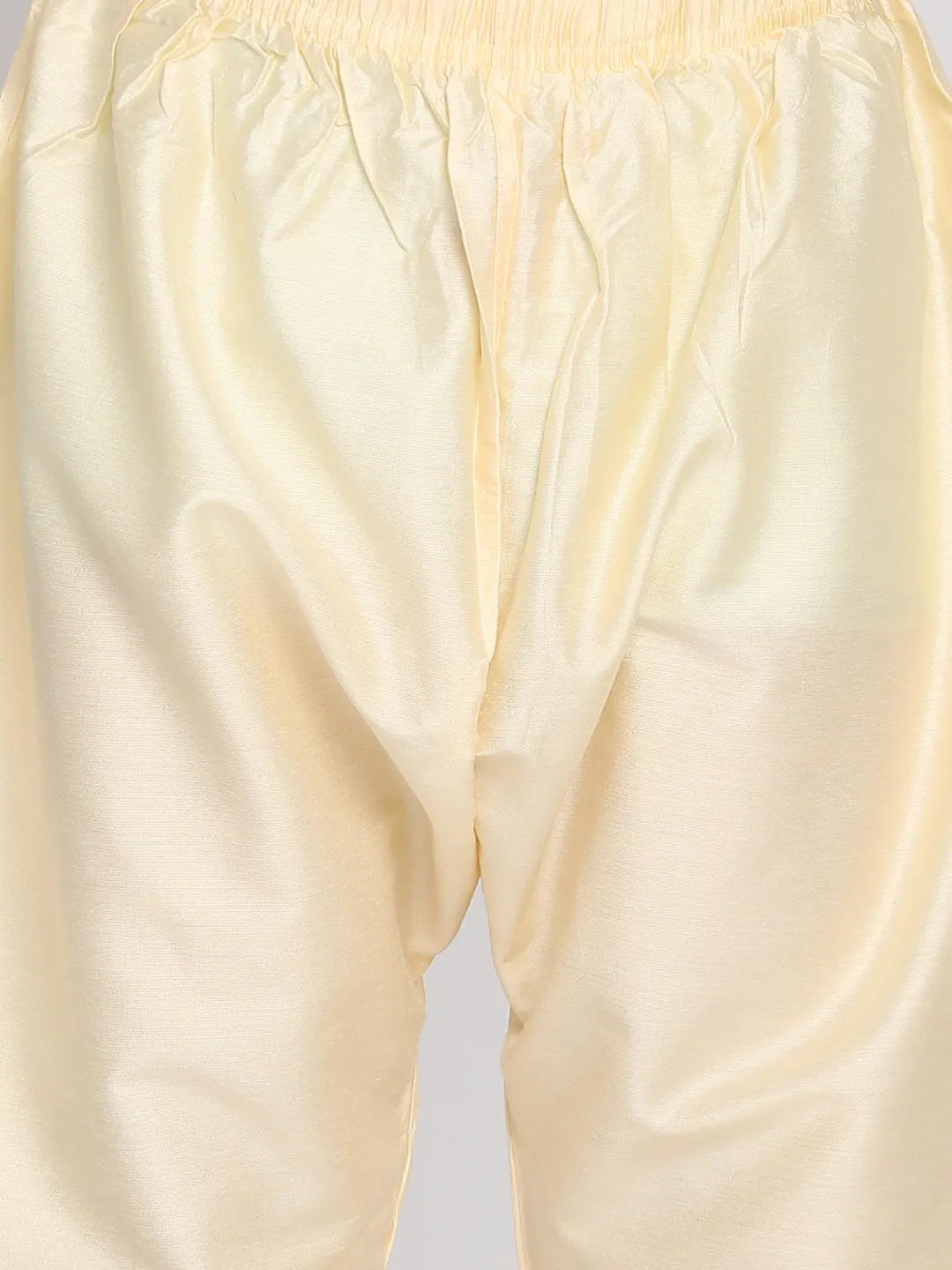 Boy's Multicolor Base Mustard And Cream Kurta Pyjama Set - Vastramay Boys