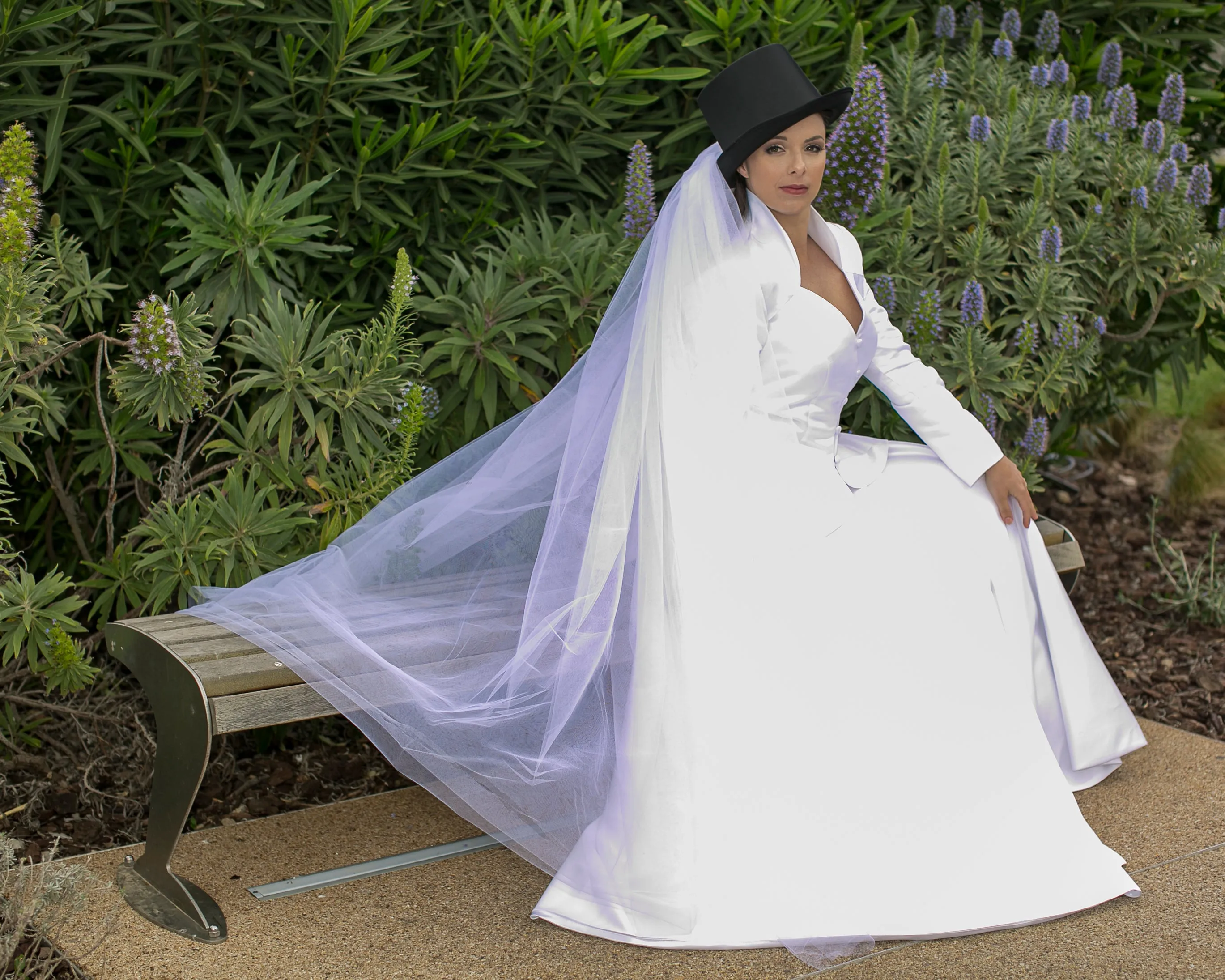 Bridal jacket & A line skirt with removable tulle train