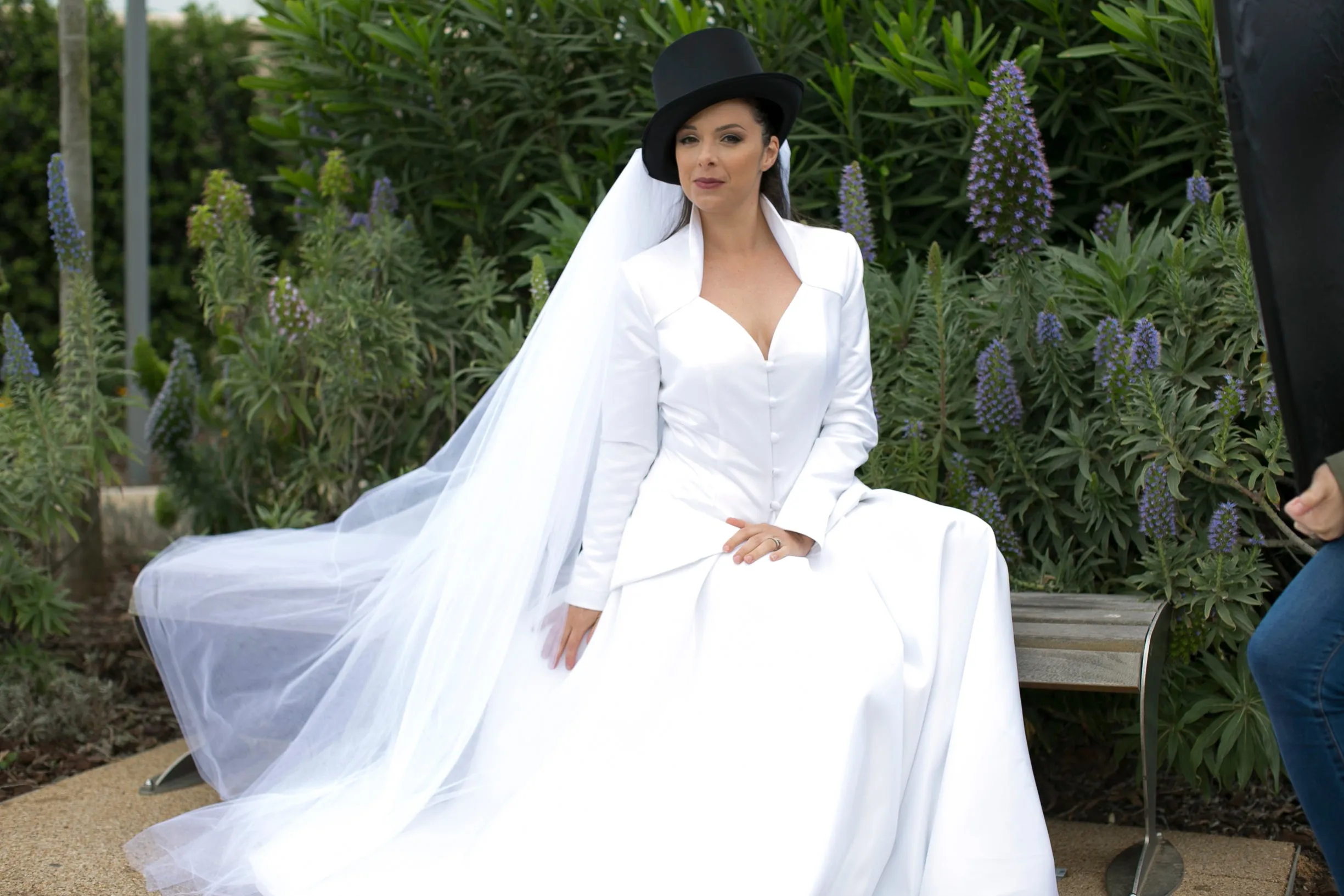 Bridal jacket & A line skirt with removable tulle train