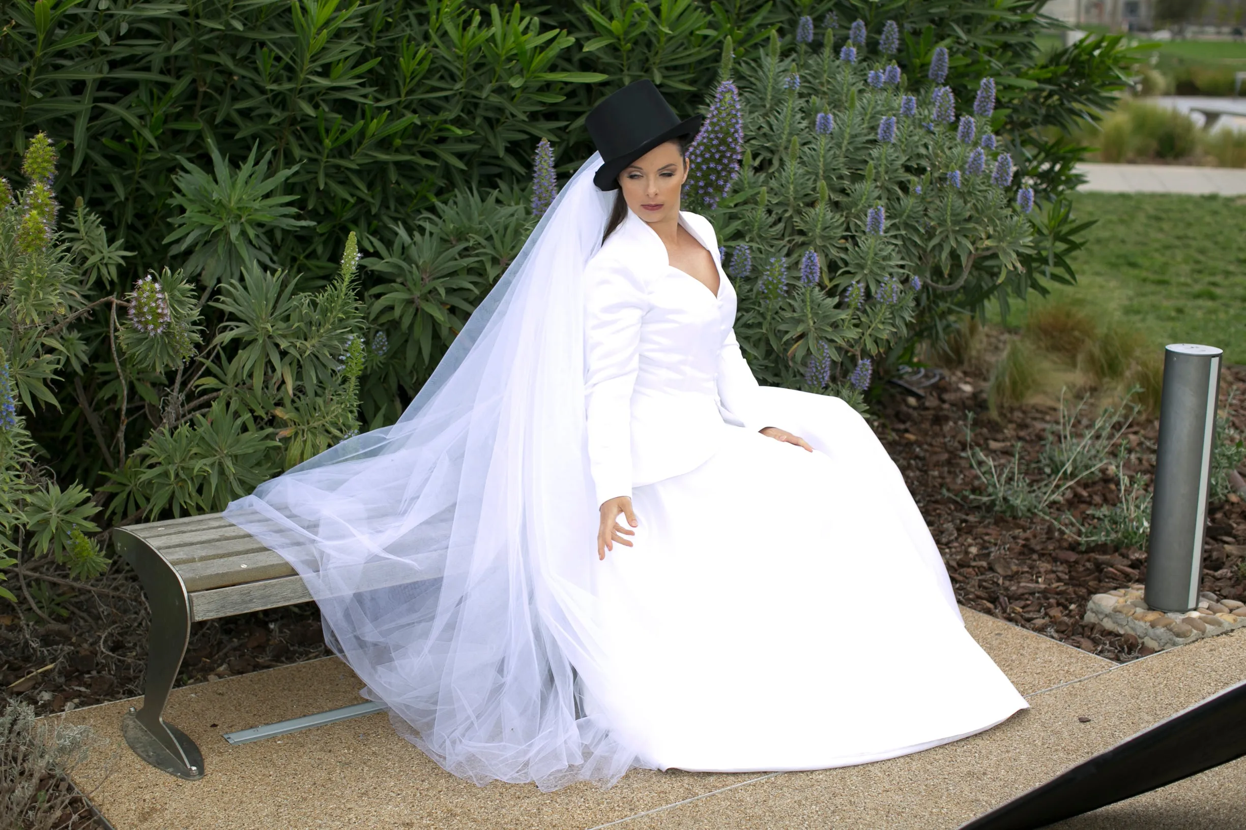 Bridal jacket & A line skirt with removable tulle train