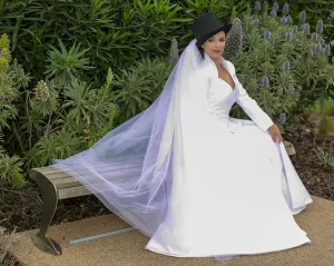 Bridal jacket & A line skirt with removable tulle train