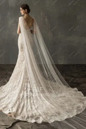 Cathedral Length Rhinestones Tulle Shoulder Veil