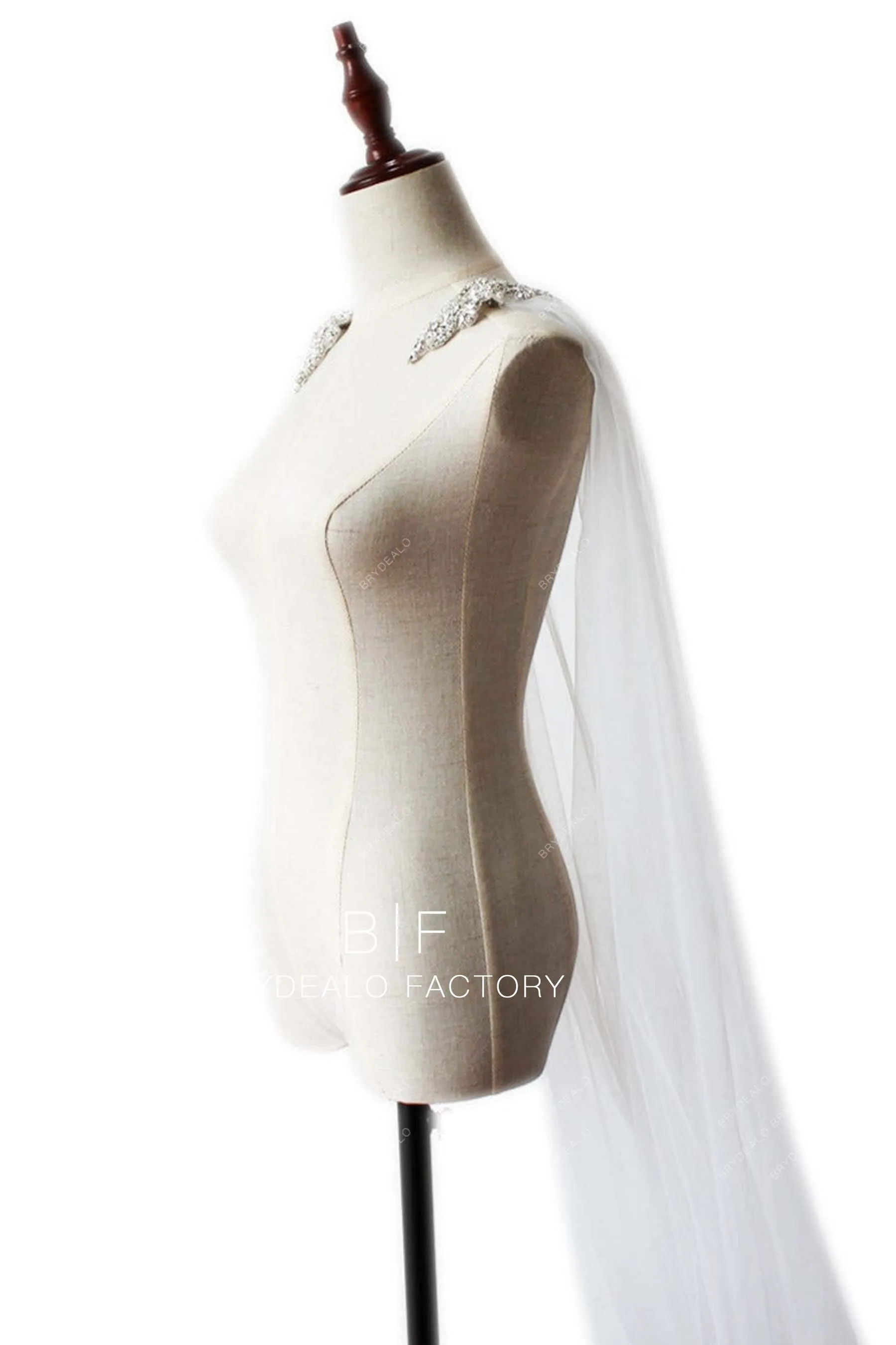 Cathedral Length Rhinestones Tulle Shoulder Veil