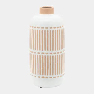 Cer, 12" Round Aztec Vase, Ivory