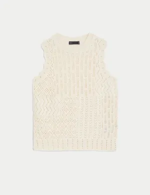 Cotton Rich Textured Knitted Vest