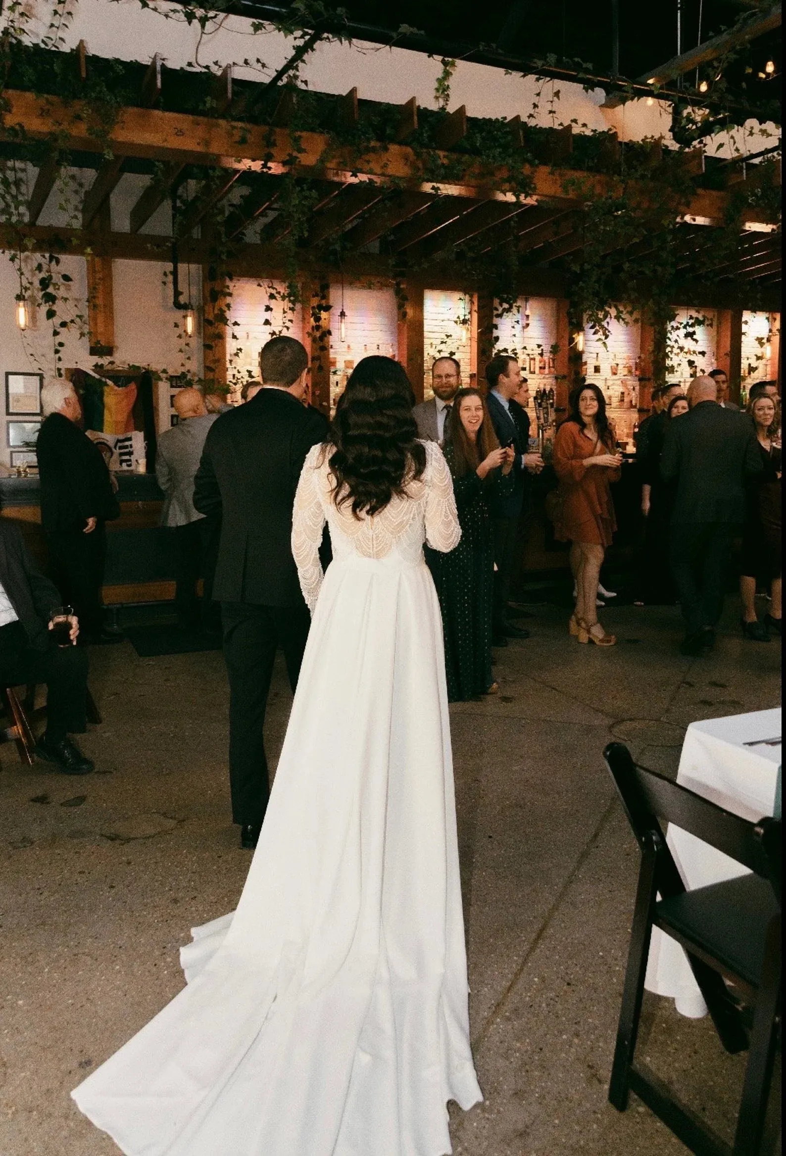 Detachable Crepe Wedding Overskirt