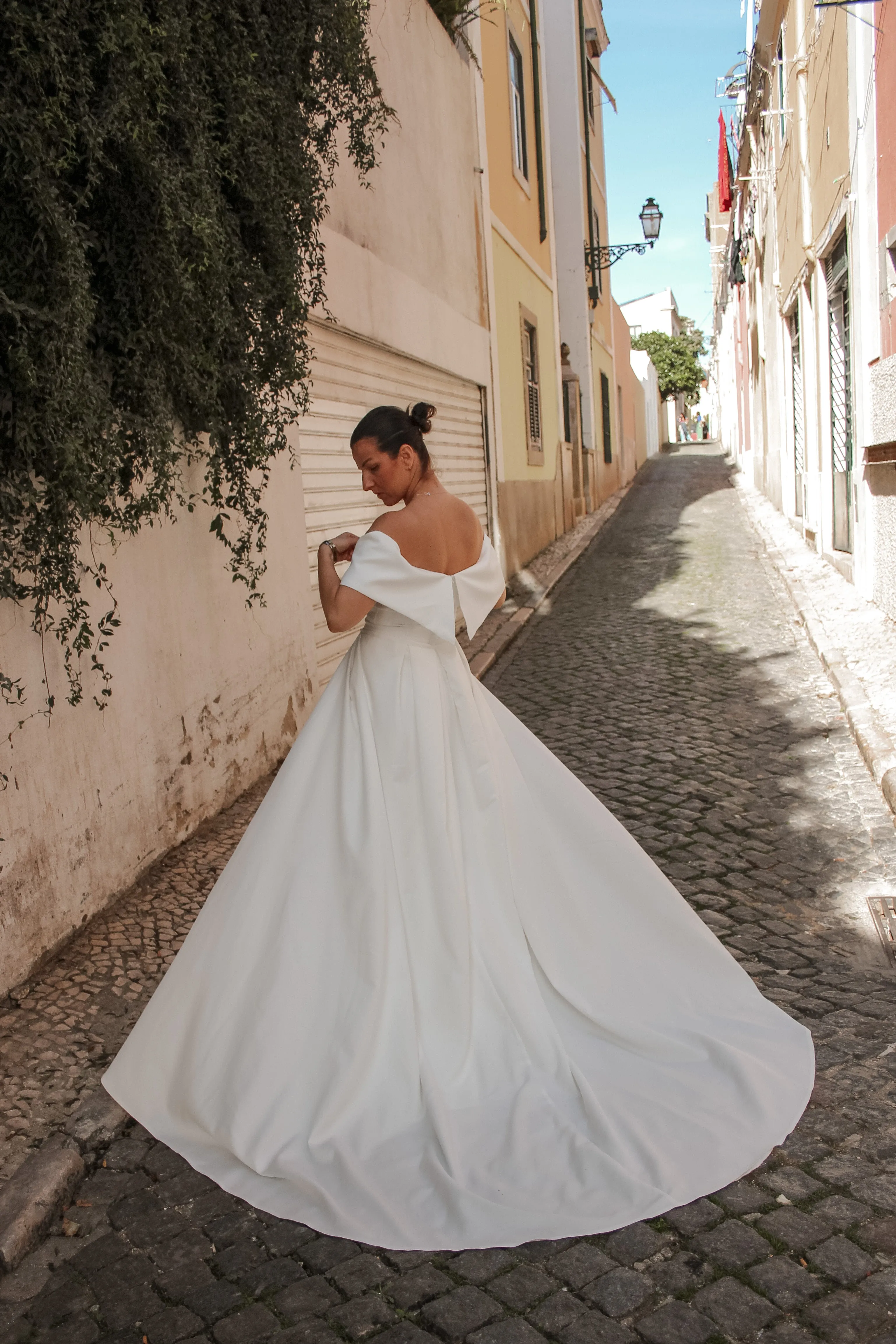 Detachable Crepe Wedding Overskirt