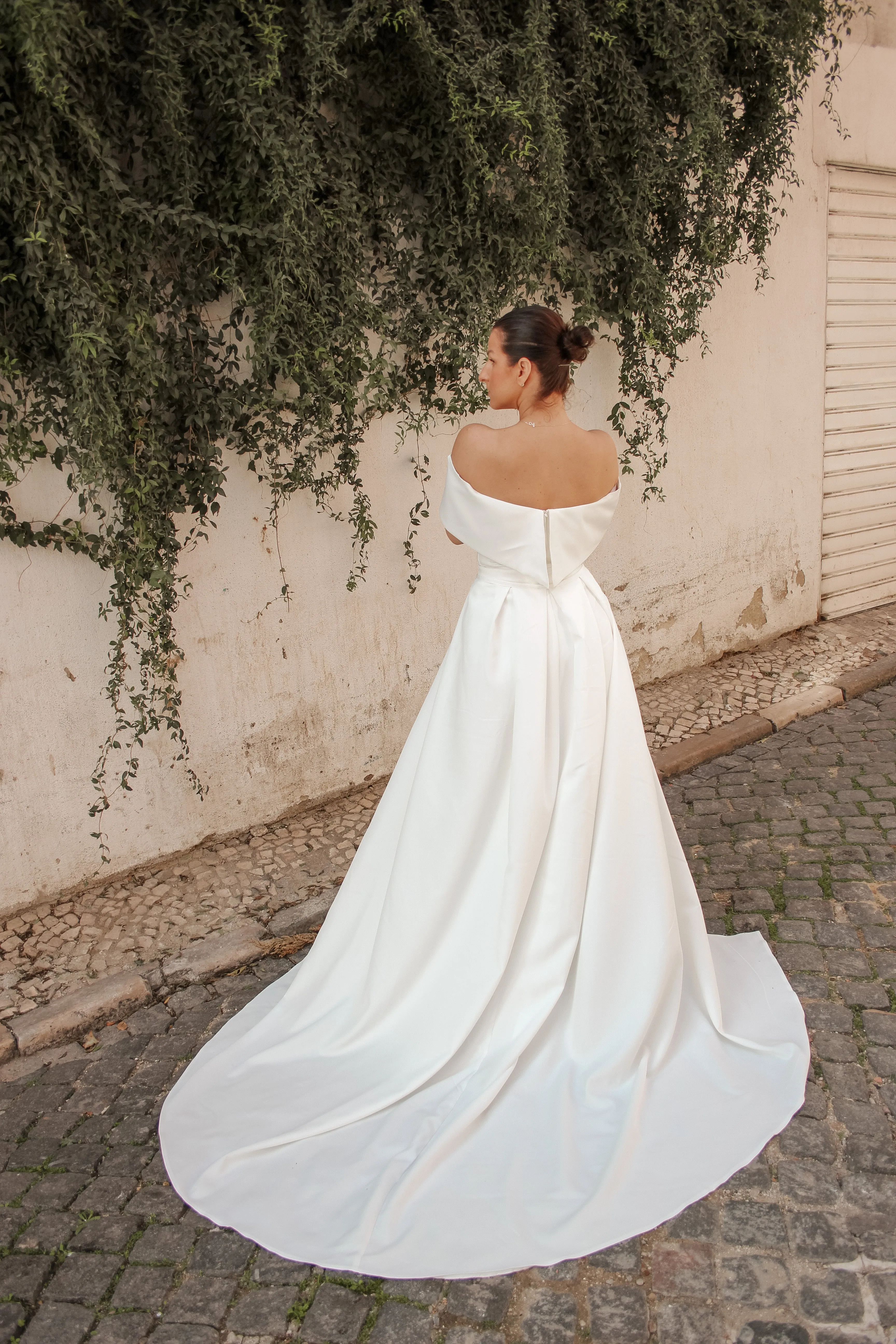Detachable Crepe Wedding Overskirt