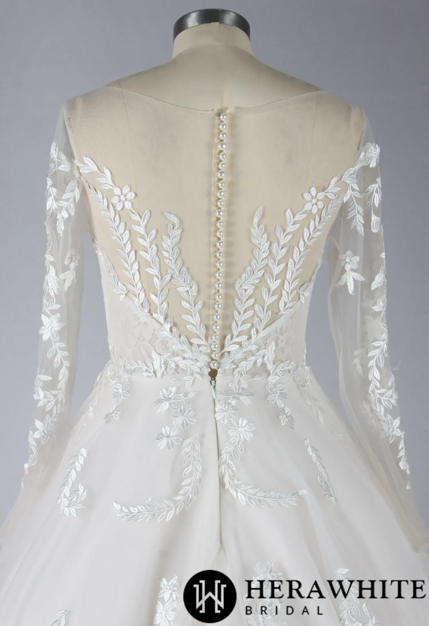 Elegant Illusion Long Sleeve Lace A-Line Wedding Dress