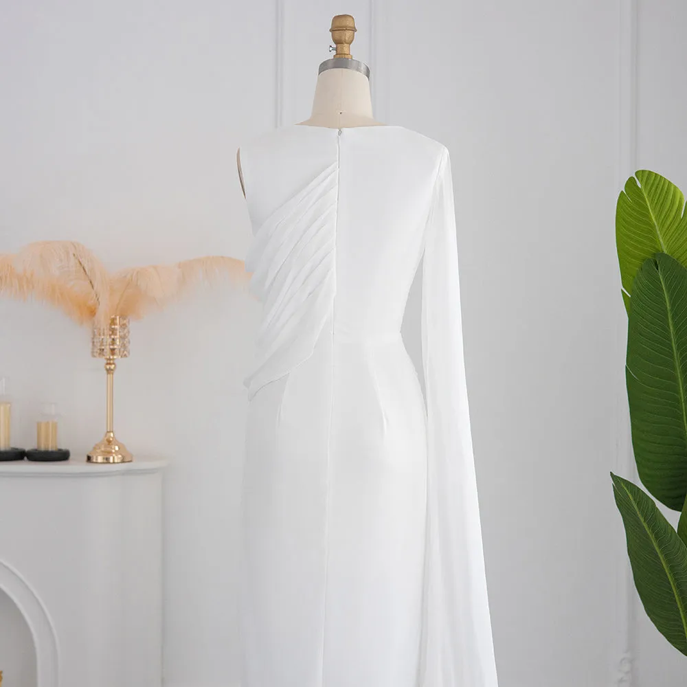Elegant Light Blue Evening Dresses with Feathers Cape sleeve SS312