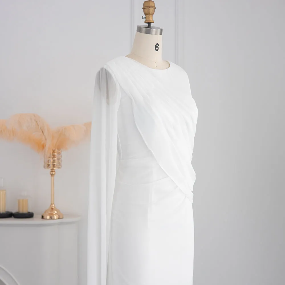 Elegant Light Blue Evening Dresses with Feathers Cape sleeve SS312