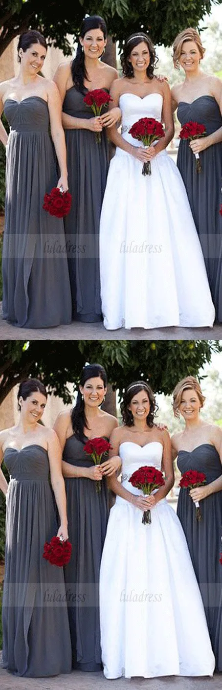 elegant sweetheart chiffon bridesmaid dress,simple chiffon wedding party dress