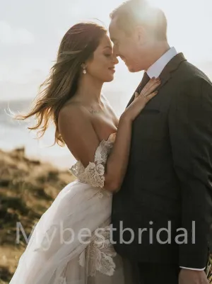 Elegant Sweetheart Off shoulder A-line Lace applique Wedding Dresses,WDY0320
