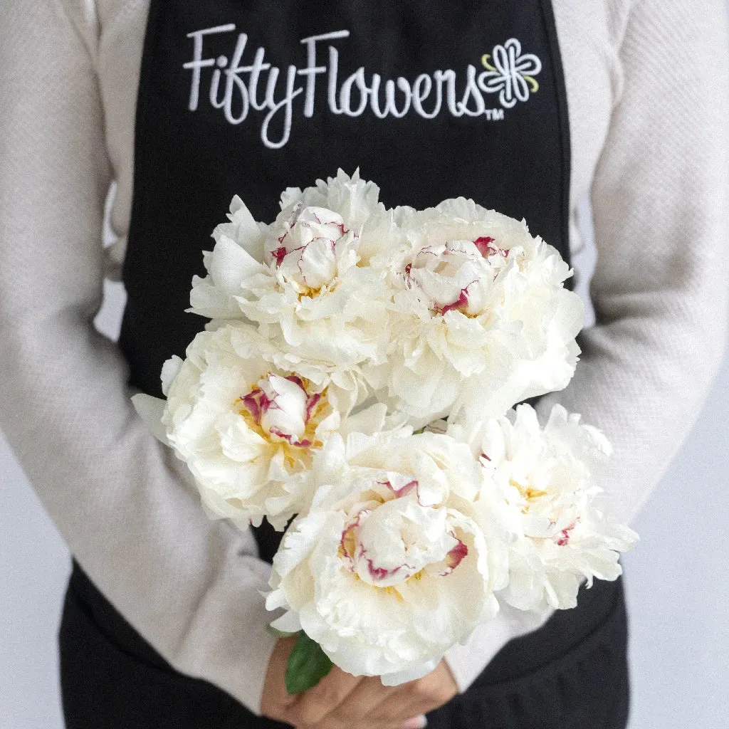 Fiesta White Peony Flowers for August Delivery