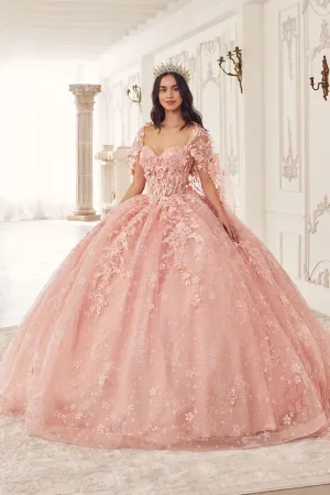 FLORAL QUINCEANERA BALL GOWN WITH CAPE CD15719