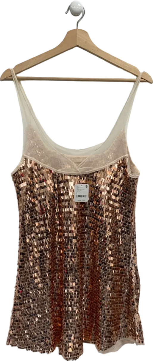 Free People Champagne Combo Sequin Camisole UK S