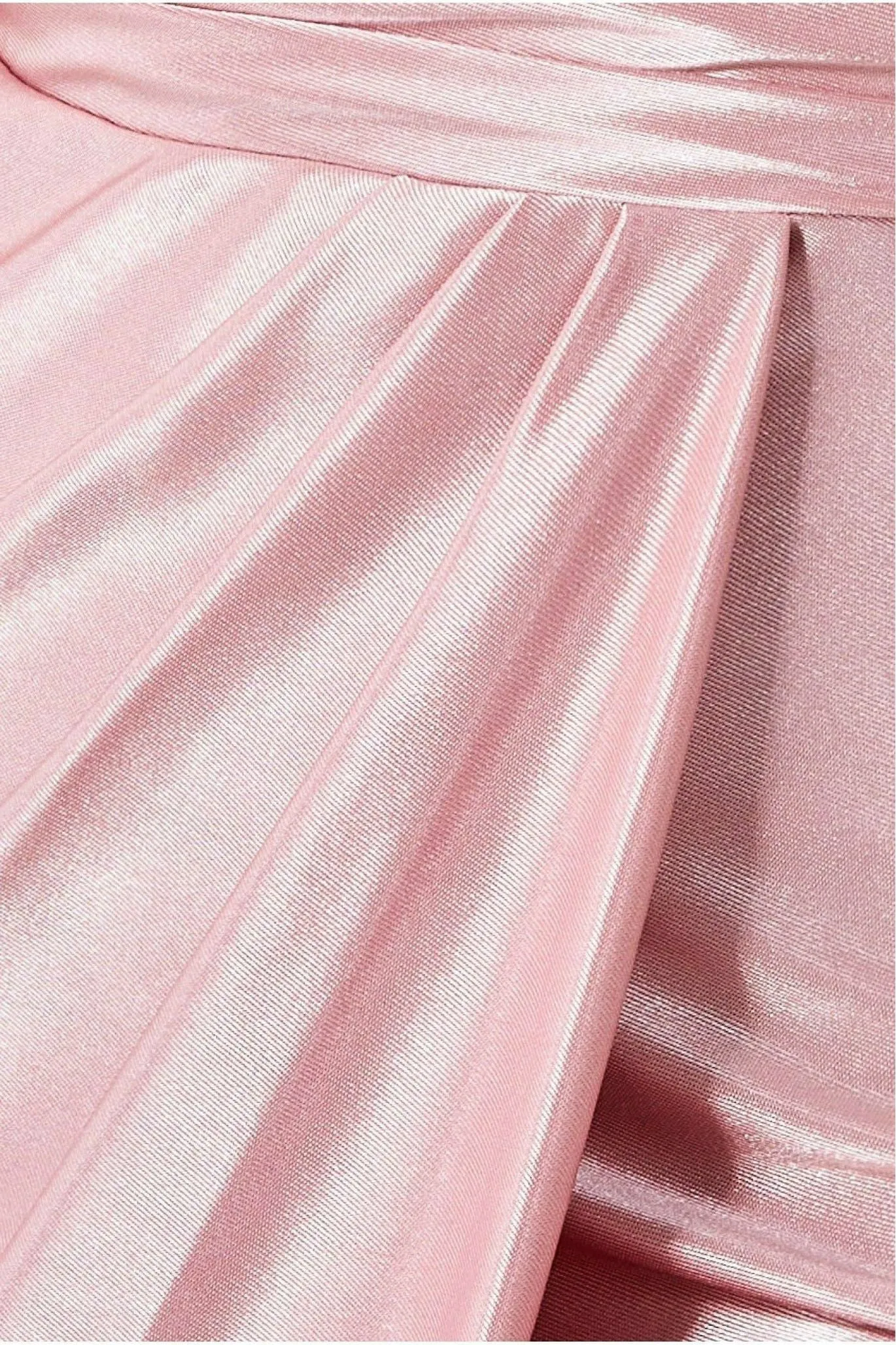 Goddiva Cowl Neck Bardot Satin Midi With Front Split - Blush