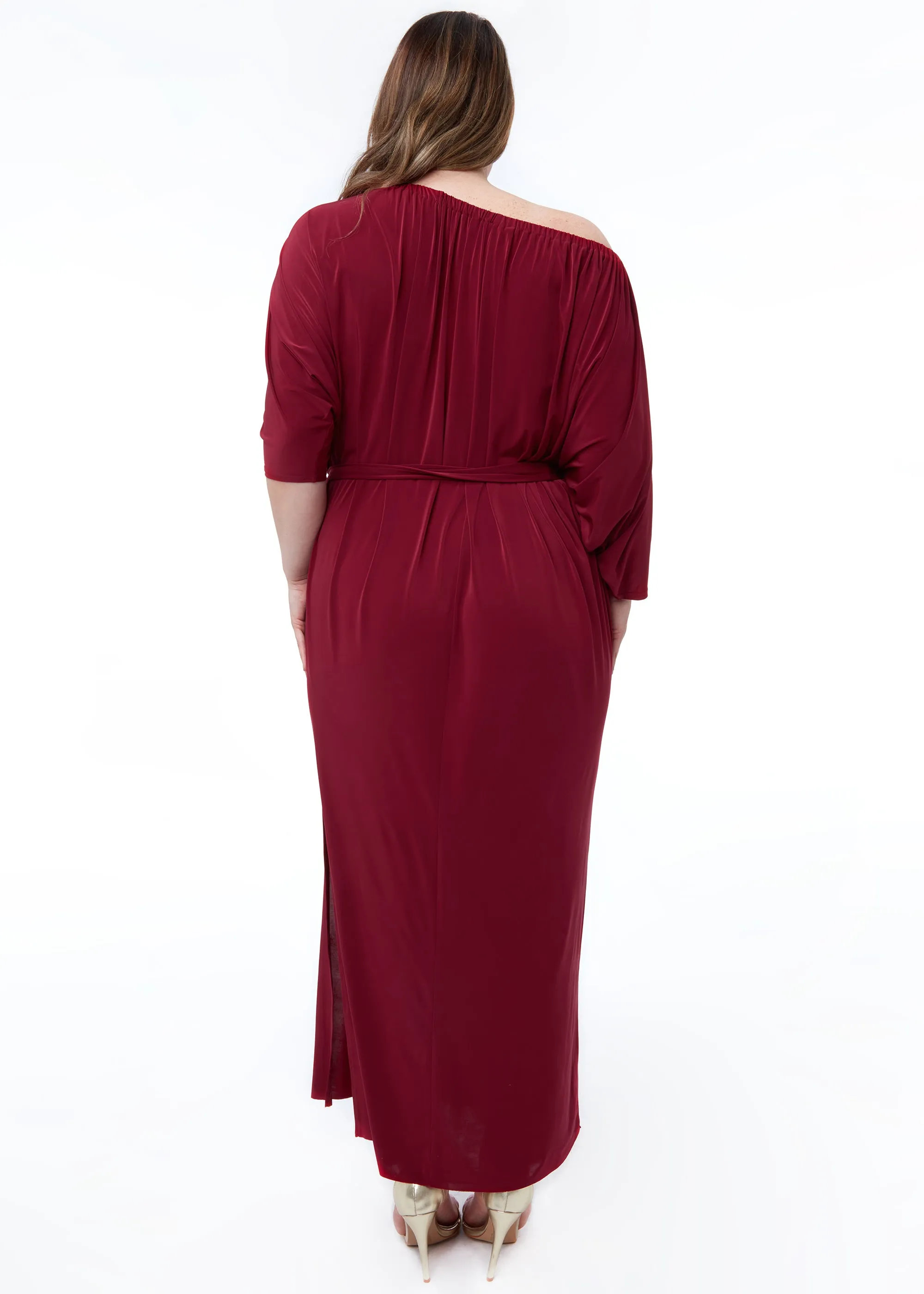 Goddiva Plus Off The Shoulder Multiway Maxi Dress With Slit