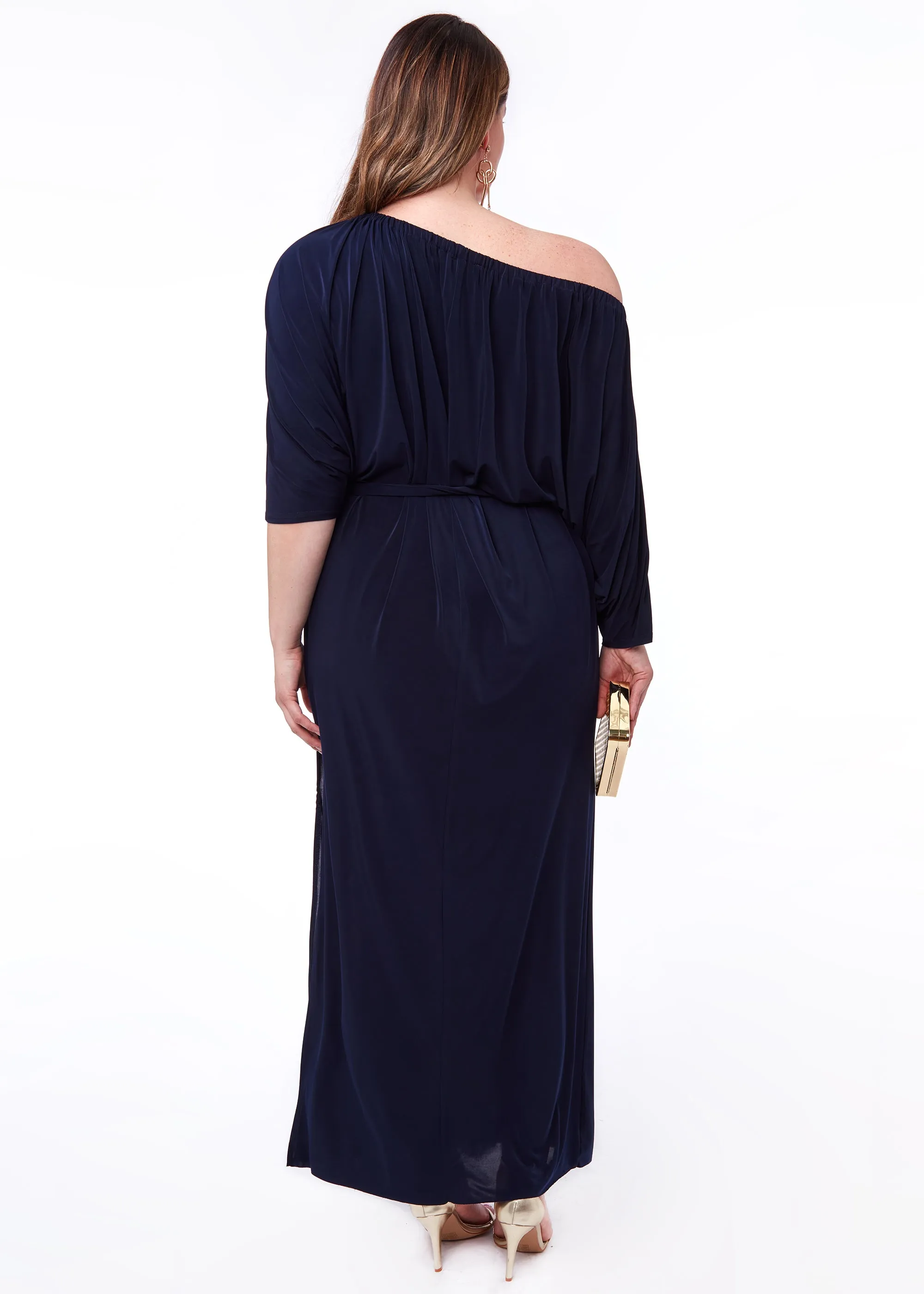 Goddiva Plus Off The Shoulder Multiway Maxi Dress With Slit