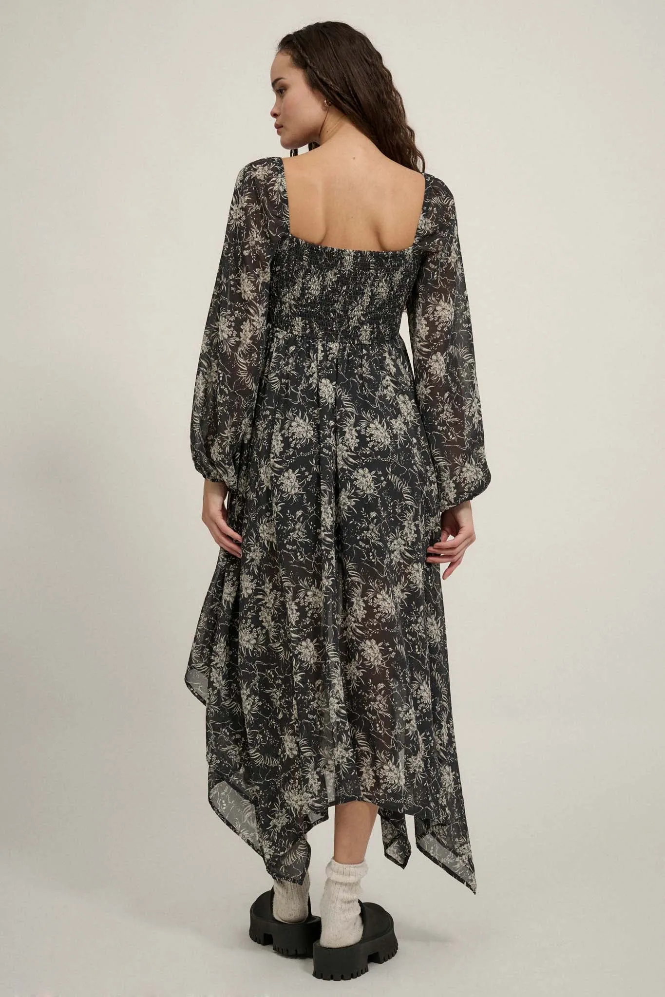 High Spirits Floral Chiffon Handkerchief Maxi Dress