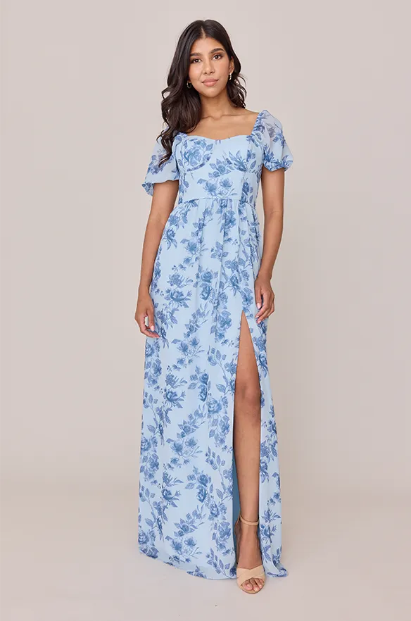 Isabella Chiffon Floral Print Dress | Made To Order