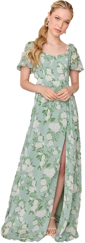 Isabella Chiffon Floral Print Dress | Made To Order