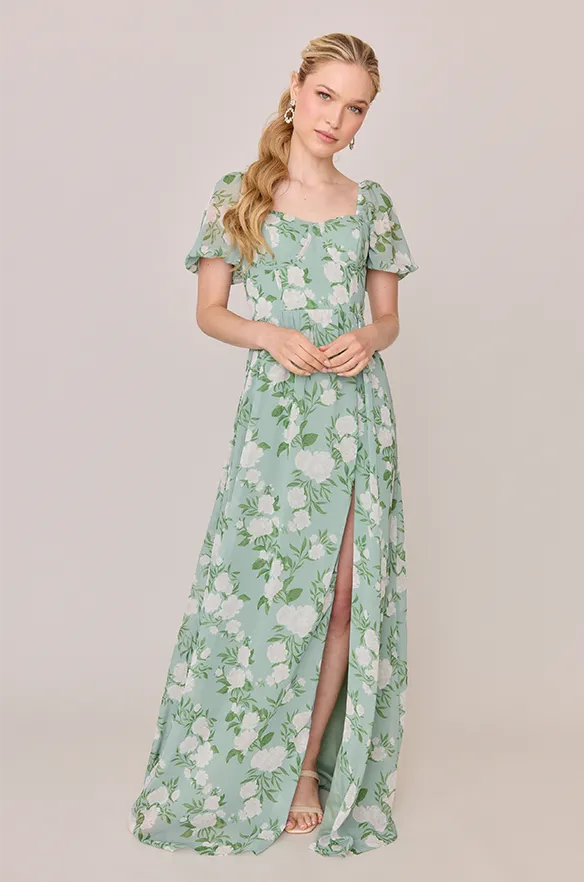 Isabella Chiffon Floral Print Dress | Made To Order