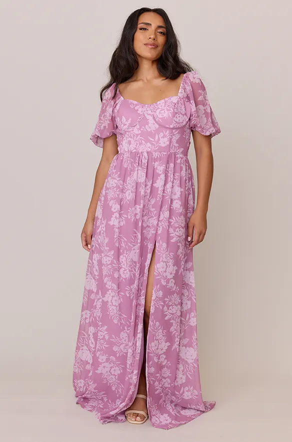 Isabella Chiffon Floral Print Dress | Made To Order