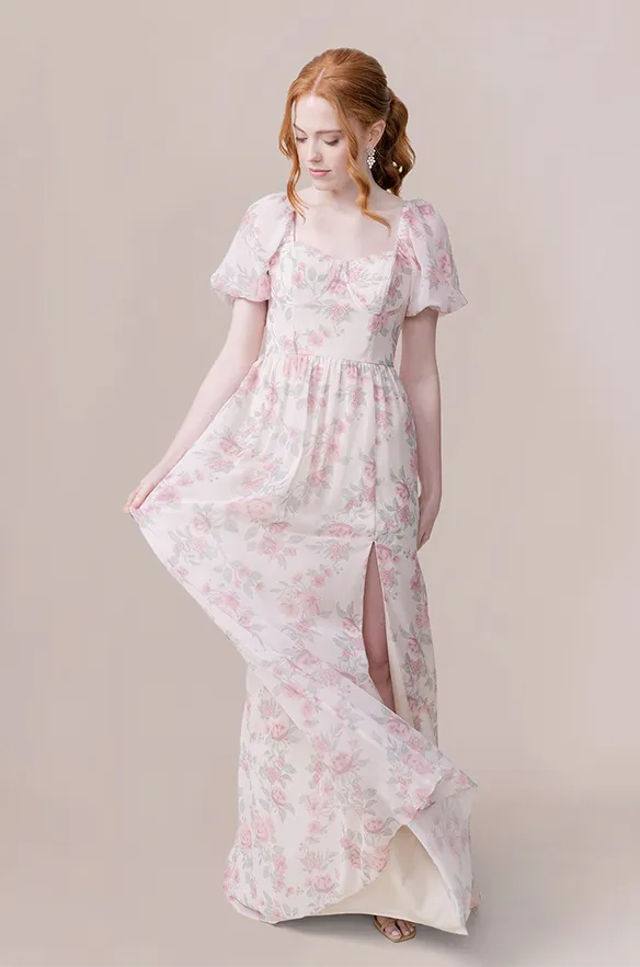 Isabella Chiffon Floral Print Dress | Made To Order