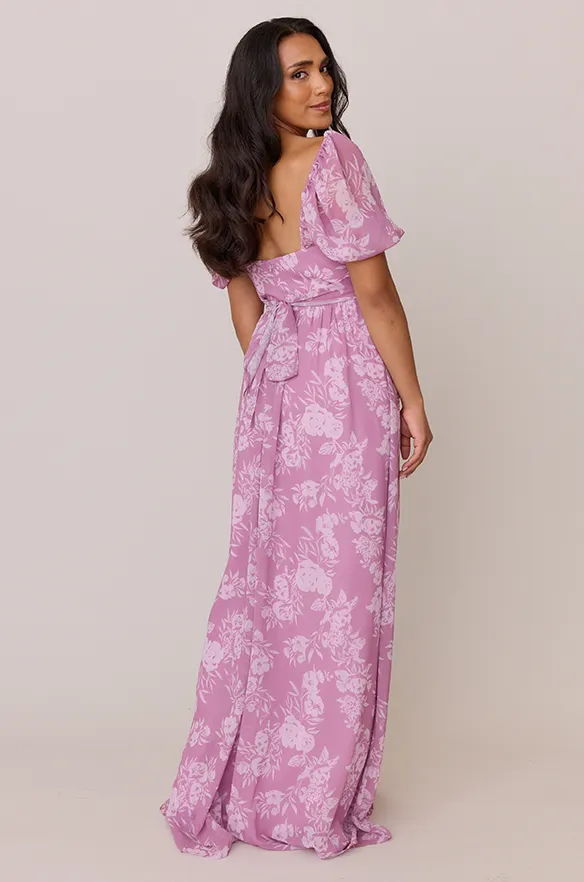 Isabella Chiffon Floral Print Dress | Made To Order