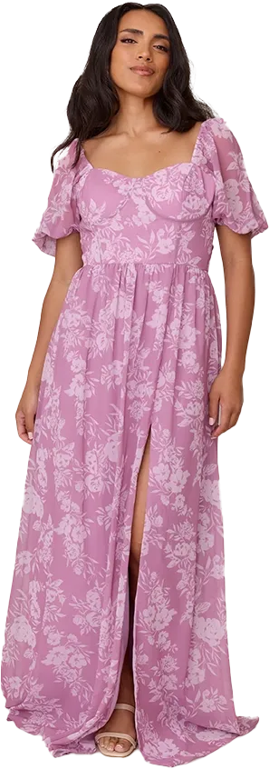 Isabella Chiffon Floral Print Dress | Made To Order