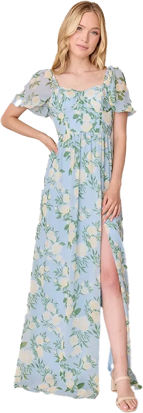 Isabella Chiffon Floral Print Dress | Made To Order