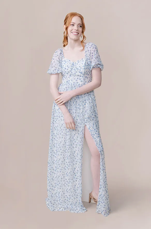 Isabella Chiffon Floral Print Dress | Made To Order