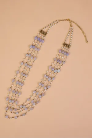 Ivory and Blue Four Layered Beads Mala