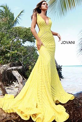 Jovani 59762 Size 4 Iridescent TEAL Sequin Embellished Mermaid Prom Dress Pageant Gown plunging neckline